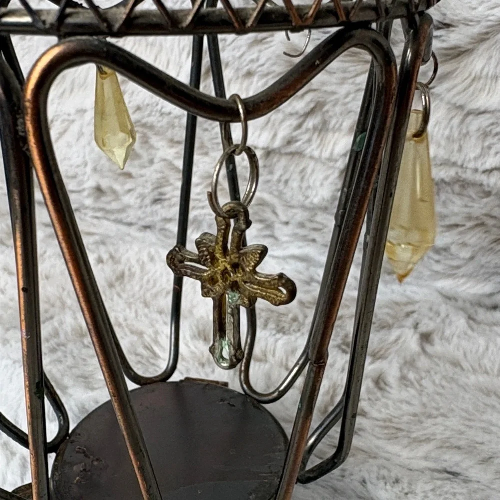 Vintage Moroccan Footed Hanging Metal Candle Holder Jar Holder